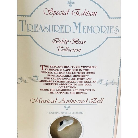 NOS Musical Victorian Teddy Bear Doll Plush Toy Animated Wind Up Love Story - Picture 12 of 16